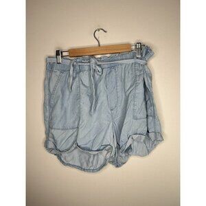 Aerie Women's Blue Denim Paper bag Shorts Summer Pockets Size XL